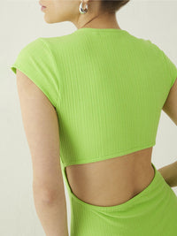 DressBerry Edgy Elegance Ribbed Cut-Out Back Mini Bodycon Dress
