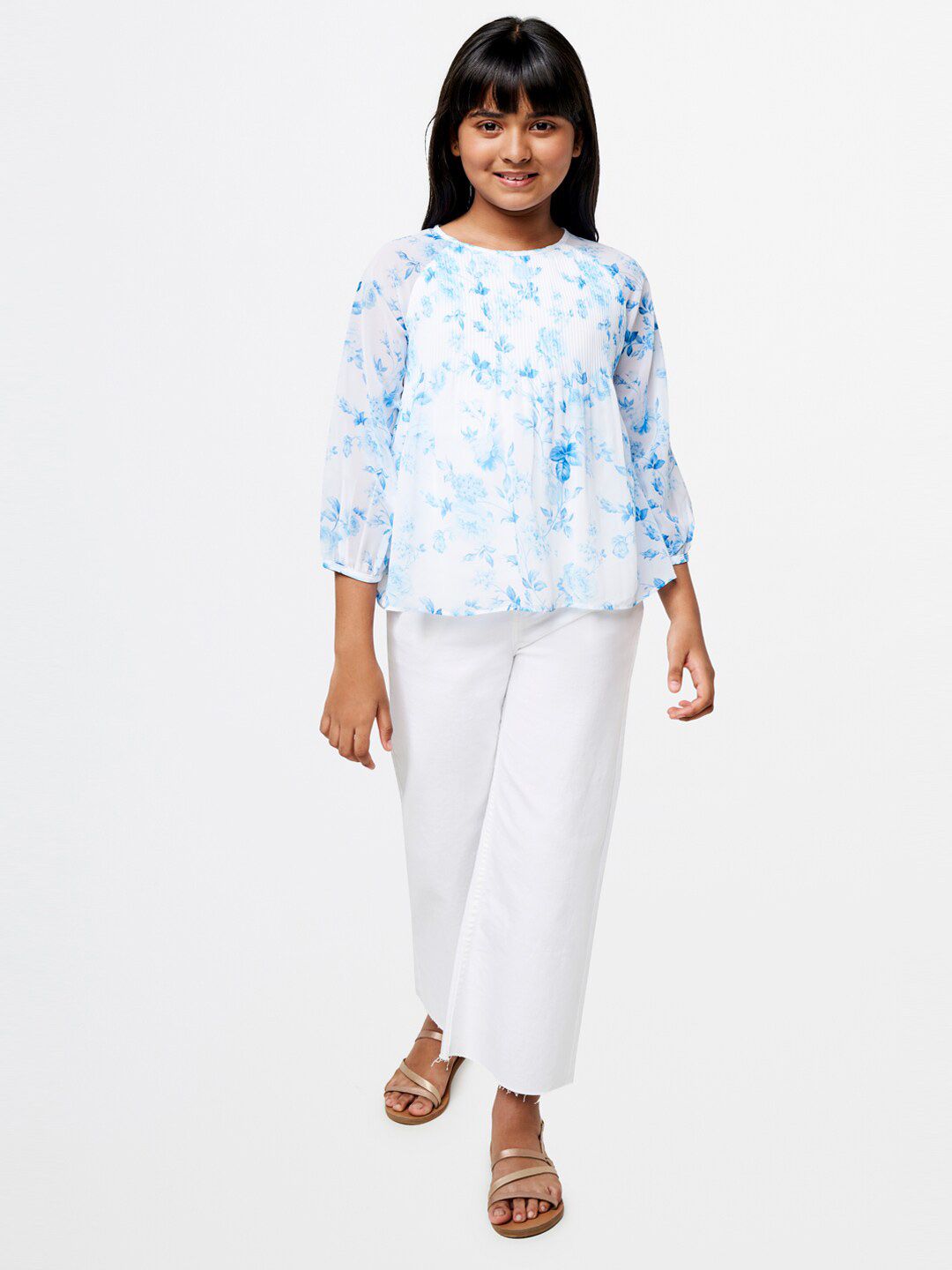 AND Girls Floral Printed Raglan Sleeve Top