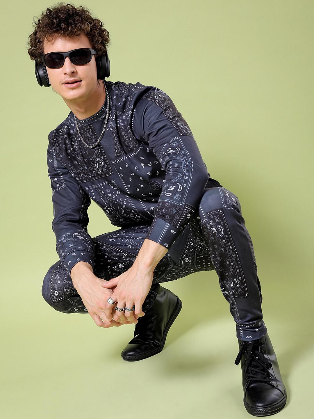 The Indian Garage Co Printed Hooded Sweatshirt & Joggers Co-Ords