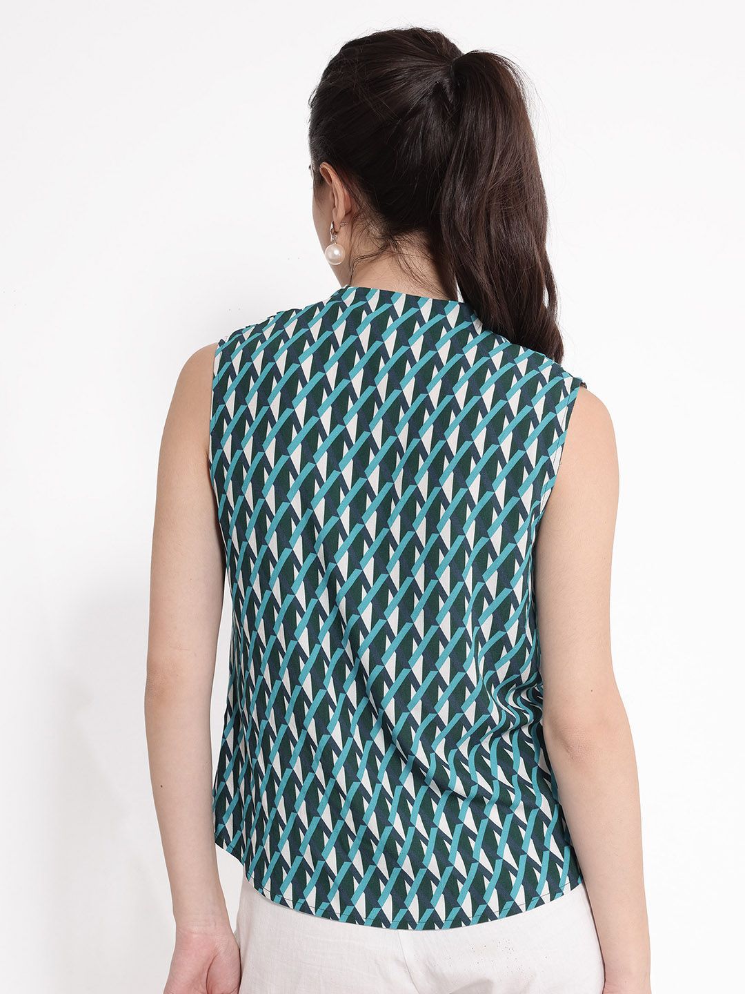 RAREISM Geometric Print Cotton Top