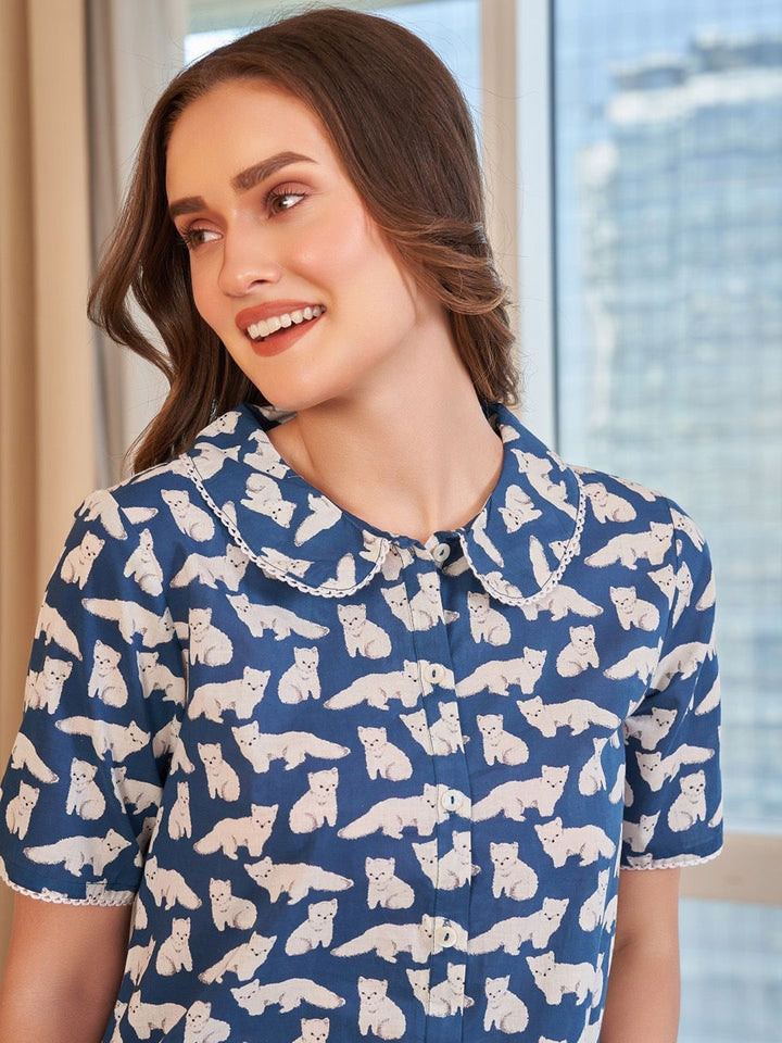 SANSKRUTIHOMES Conversational Printed Pure Cotton Night Suit