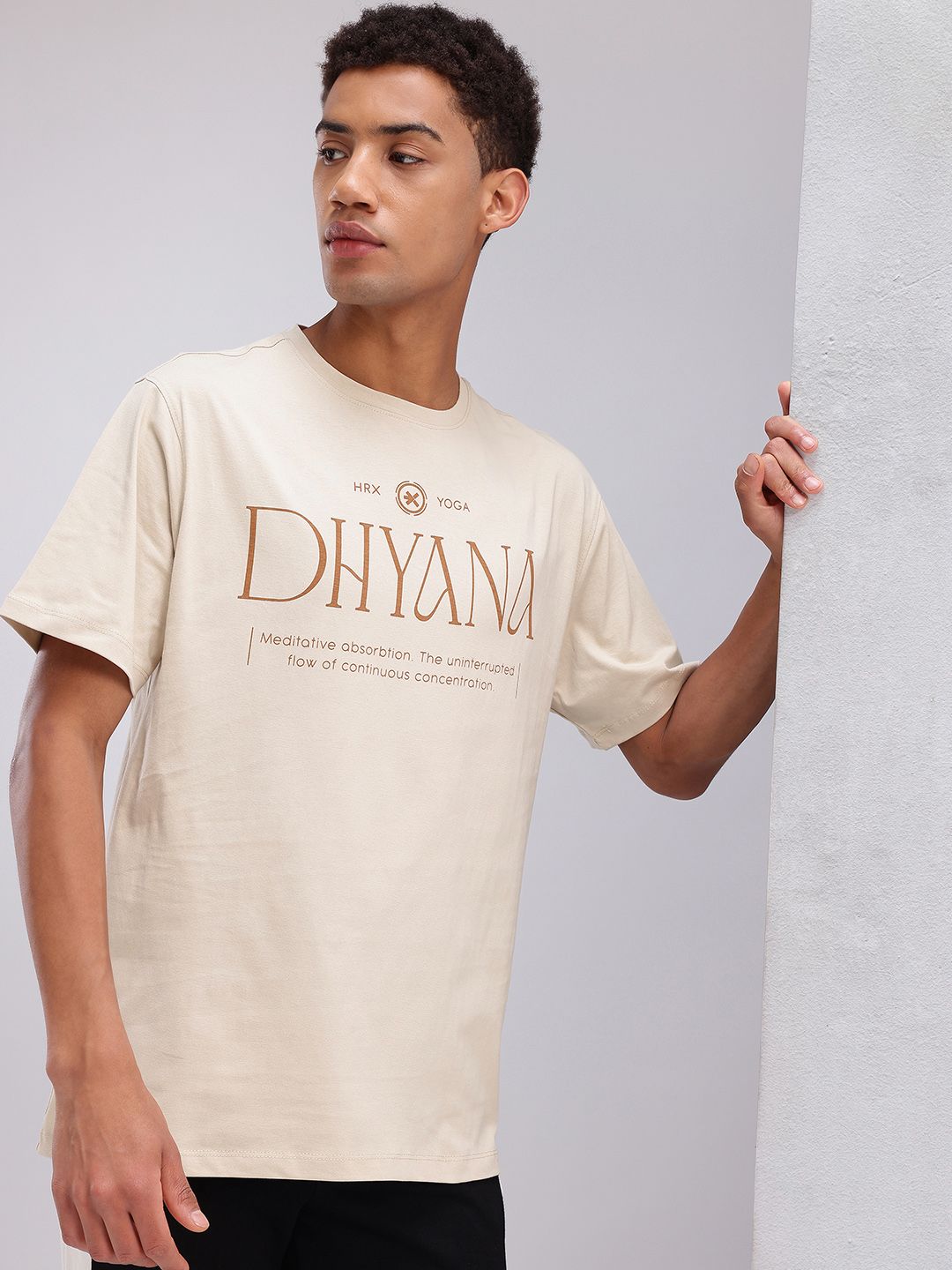 HRX by Hrithik Roshan Typography Print Pure Cotton Yoga T-shirt