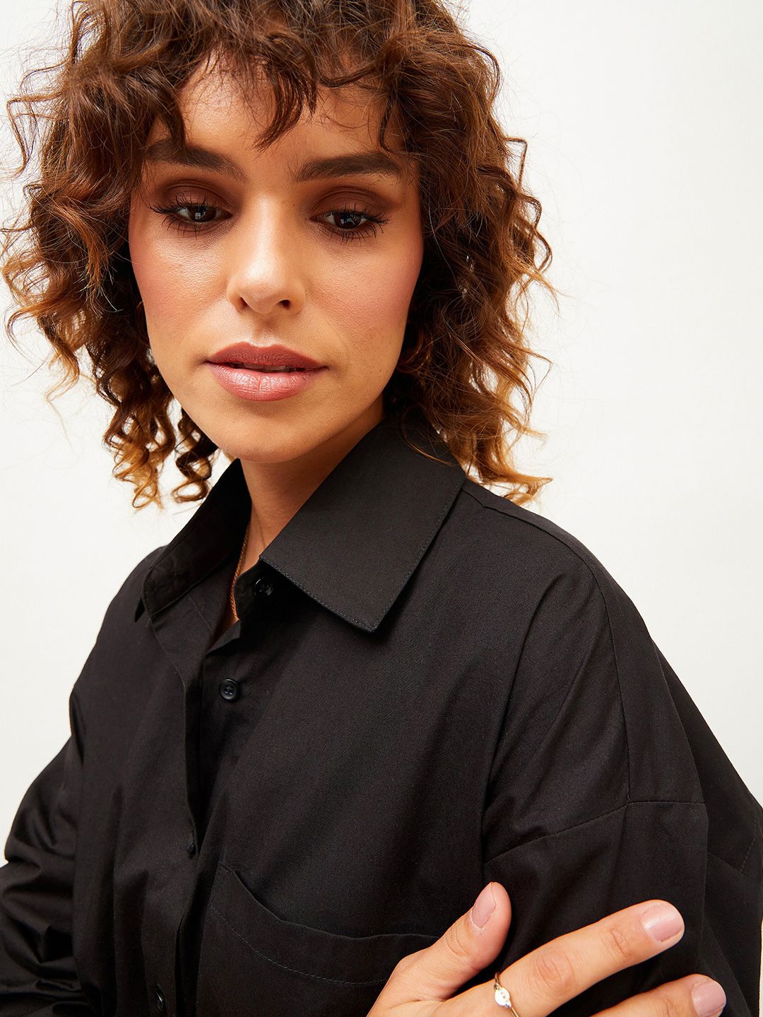 SASSAFRAS Black Oversized Long Sleeves Pure Cotton Casual Shirt