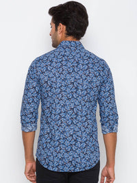 Being Human Men Navy Blue Slim Fit Floral Printed Casual Shirt