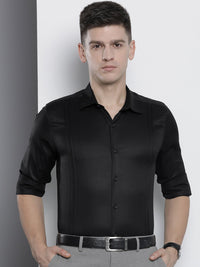 The Indian Garage Co. X Luxe Men Black Slim Fit Opaque Formal Shirt