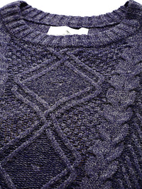 Mr Bowerbird Men Navy Blue Self Design Pullover Sweater