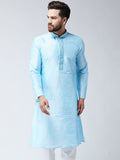 SOJANYA Men Turquoise Blue Woven Design Straight Kurta