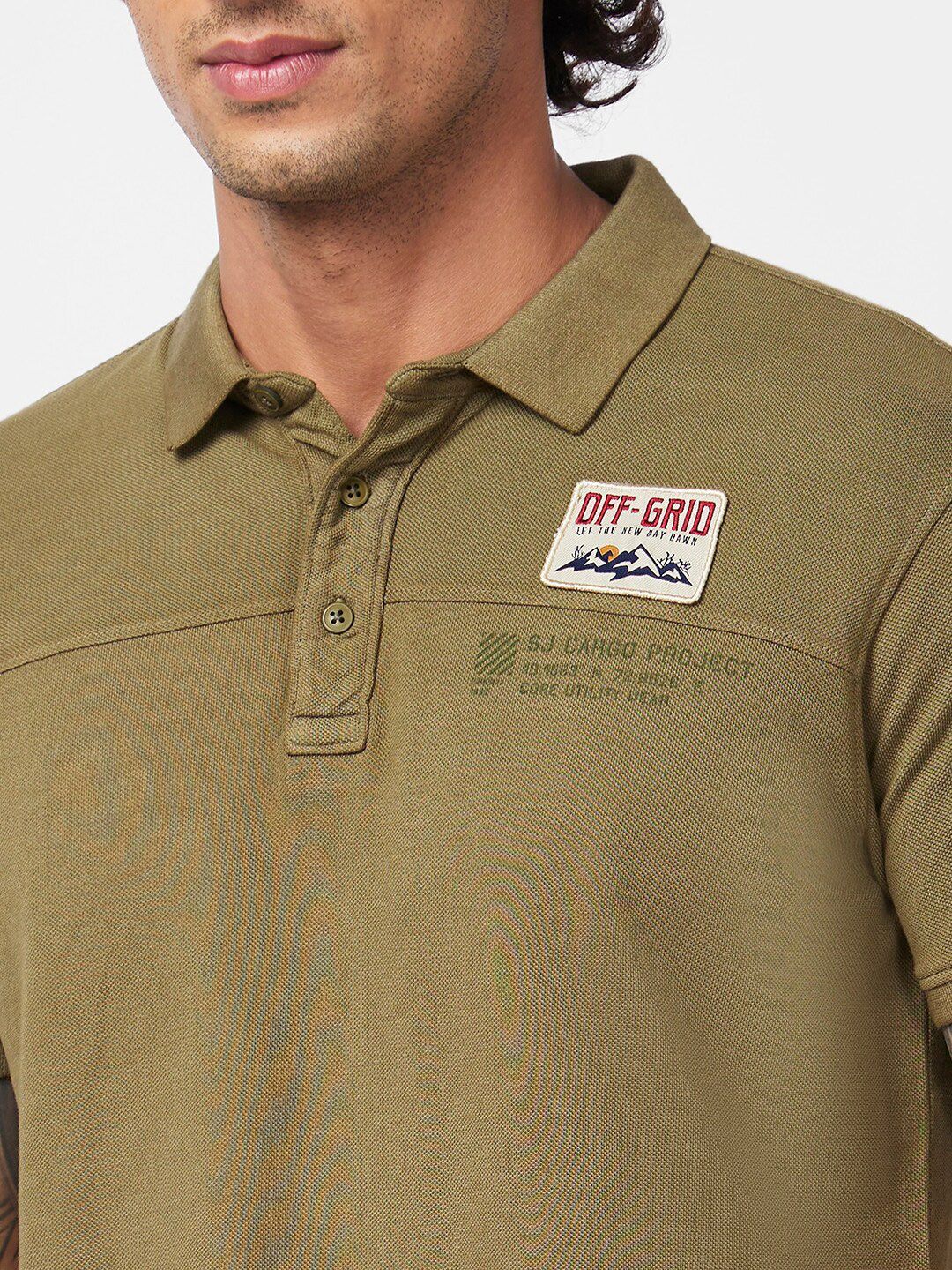 SPYKAR Typography Printed Polo Collar Slim Fit Cotton Casual T-Shirt