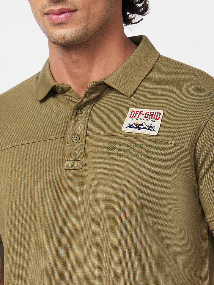SPYKAR Typography Printed Polo Collar Slim Fit Cotton Casual T-Shirt