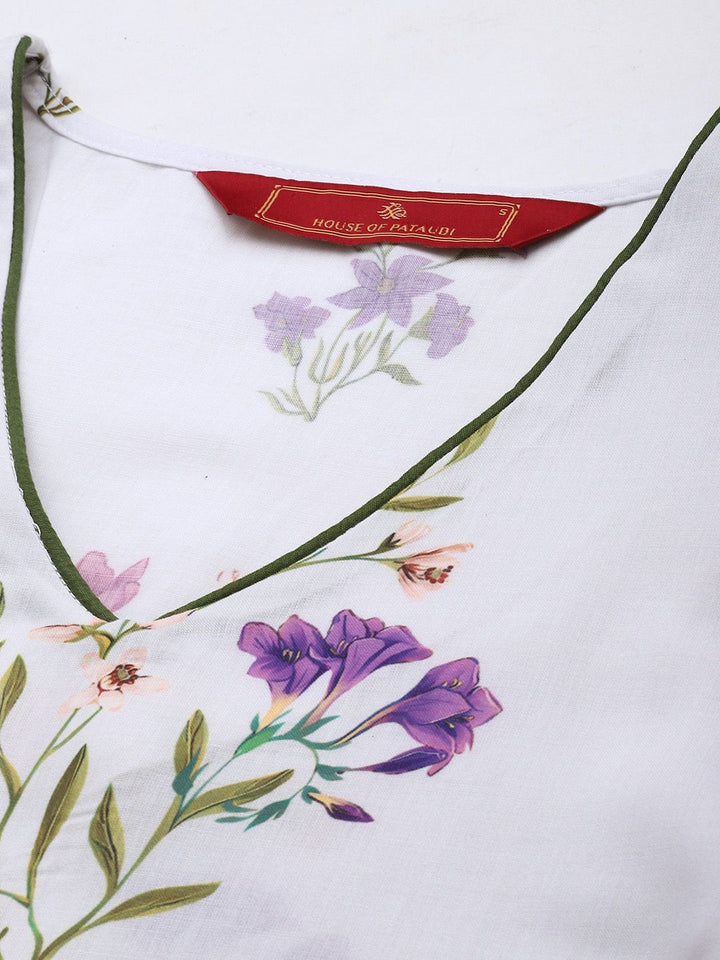 House of Pataudi Floral Printed Jashn Kurta