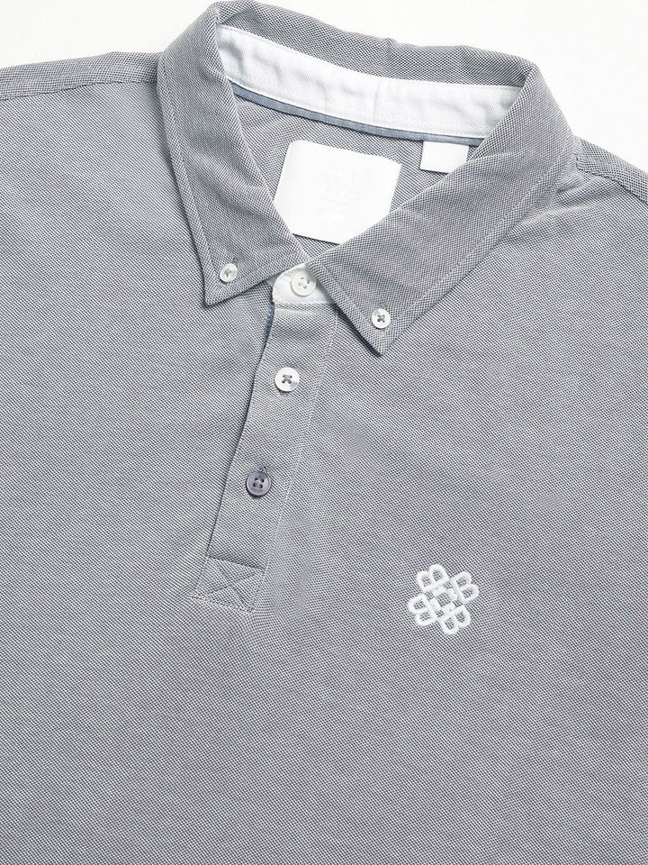 THE BEAR HOUSE Men Solid Polo Collar Regular Fit Pure Cotton T-shirt