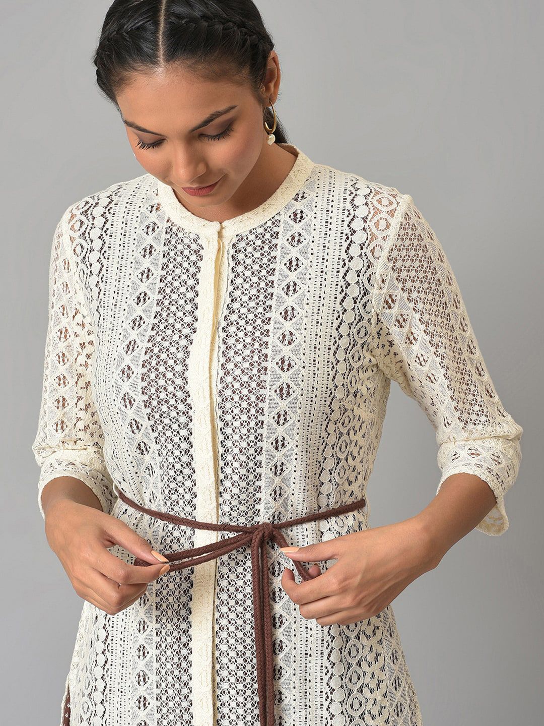 W Women Geometric Printed Cotton Kurta