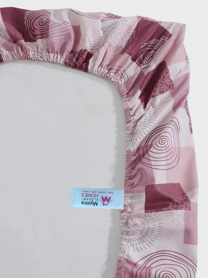 Myntra Elegant Homes Pink Geometric 400 TC Single Bedsheet with 1 Pillow Covers