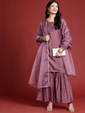 all about you Floral Printed Straight Kurta With Sharara & Dupatta