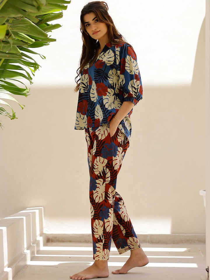 SANSKRUTIHOMES Tropical Printed Pure Cotton Night suit