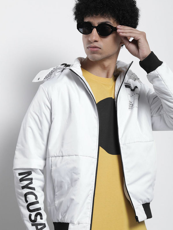 The Indian Garage Co Men Zip-Front Bomber Jacket with Detachable Hood