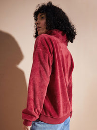 SASSAFRAS BASICS High Collar Long Sleeves Oversized Fleece Pullover Sweatshirt