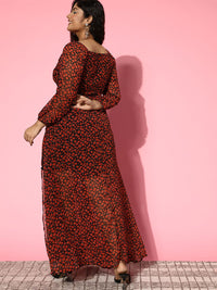 Berrylush Curve Plus Size Floral Print Georgette Maxi Dress