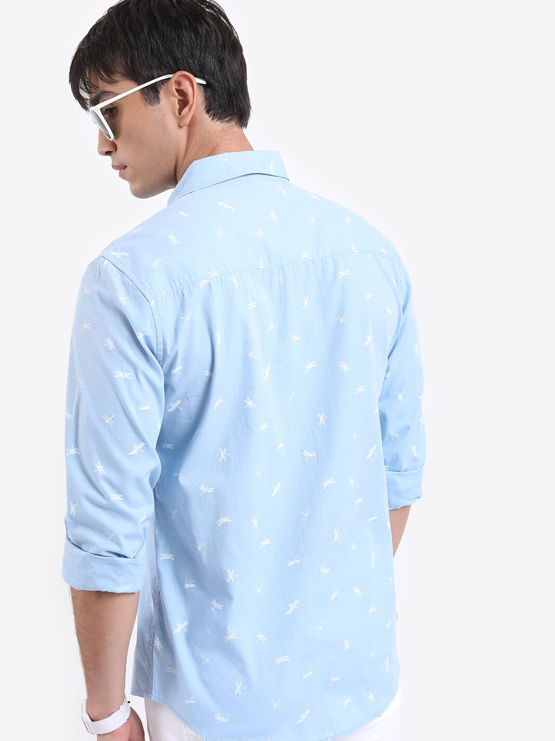 HIGHLANDER Conversational Printed Slim Fit Spread Collar Casual Cotton Shirt