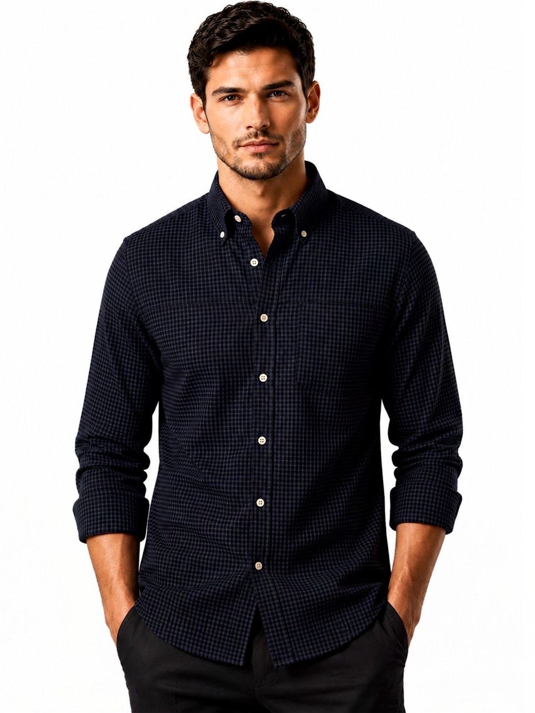 ADRO Men Standard Micro Checks Checked Semiformal Shirt