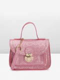DressBerry Snake Skin Textured Structured Satchel Bag