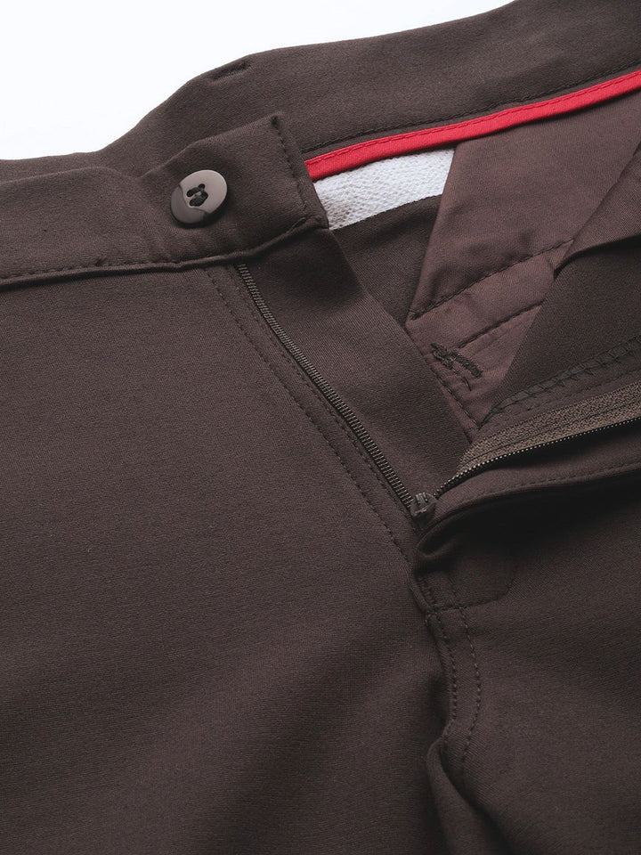 DENNISON Men Brown Smart Tapered Fit Easy Wash Chinos Trousers