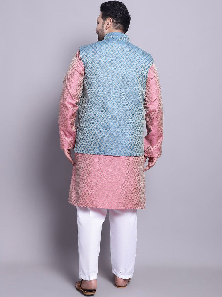 SOJANYA PLUS Ethnic Motifs Woven Design Kurta With Pyjamas & Nehru Jacket