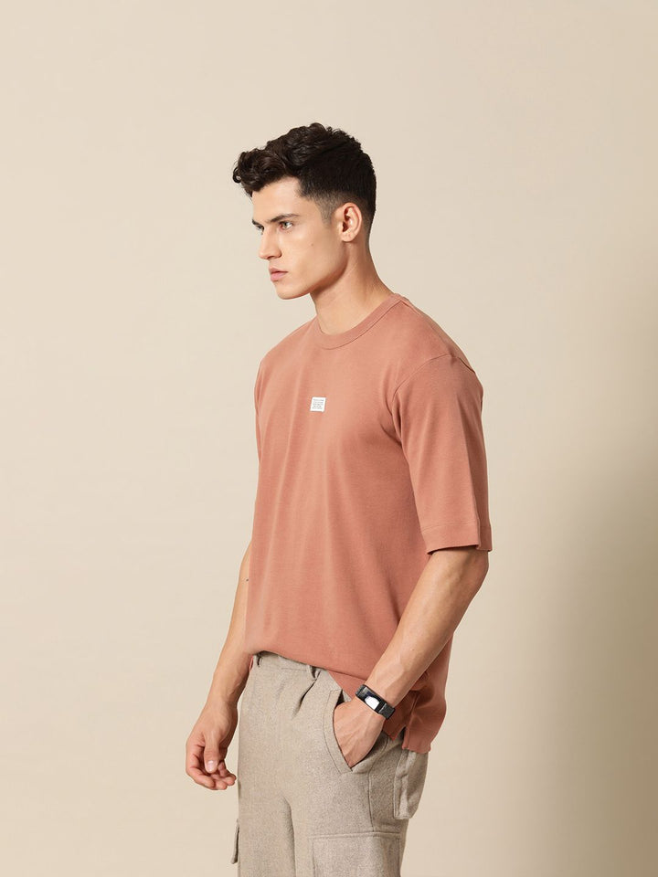 Mr Bowerbird Solid Pure Cotton Casual Oversized T-shirt With Patchwork Detail