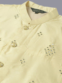 SOJANYA Ethnic Motif Sequinned Embellished Pure Cotton Kurta with Churidar & Nehru Jacket