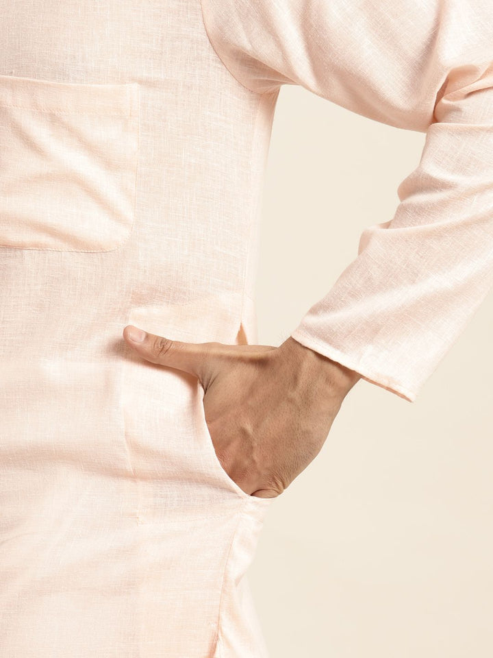 Anug oleh SOJANYA Men Dobby Kurta Berwarna Peach