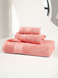 MYTRIDENT Soft Comfort Coral 3 Pieces Pure Cotton 500 GSM Towel Set