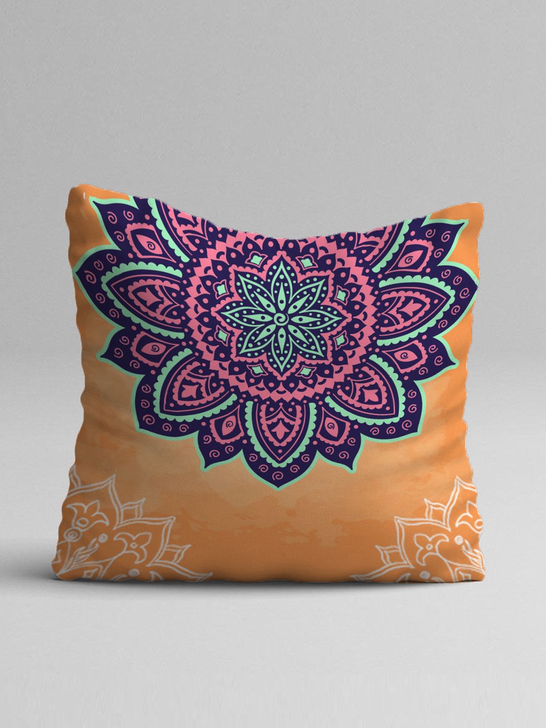 STITCHNEST Yellow & Blue Set of 5 Ethnic Motifs Square Cushion Covers