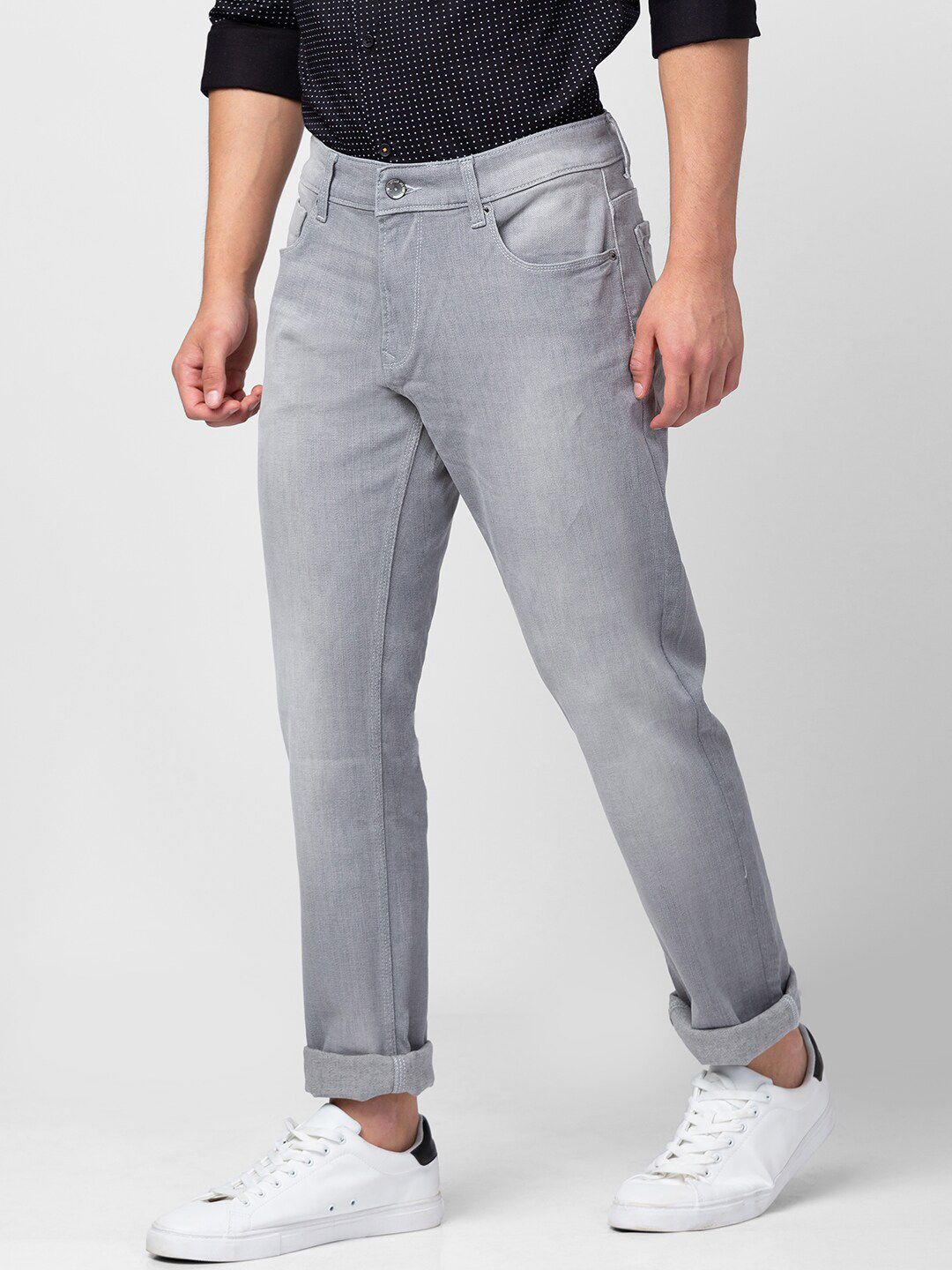 SPYKAR Men Slim Fit Low-Rise Low Distress Light Fade Stretchable Cotton Jeans
