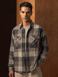 LOCOMOTIVE Premium Oversized Dobby Textured Checked Utility Pocket Overshirt