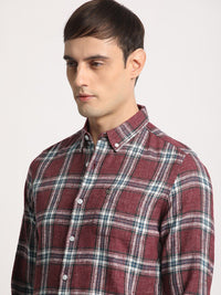 THE BEAR HOUSE Men Checked Slim Fit Button-Down Collar Casual Shirt
