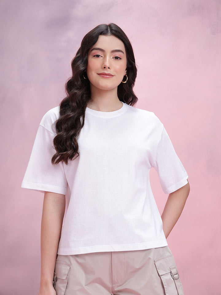 DressBerry Drop-Shoulder Sleeves Relaxed Fit T-shirt