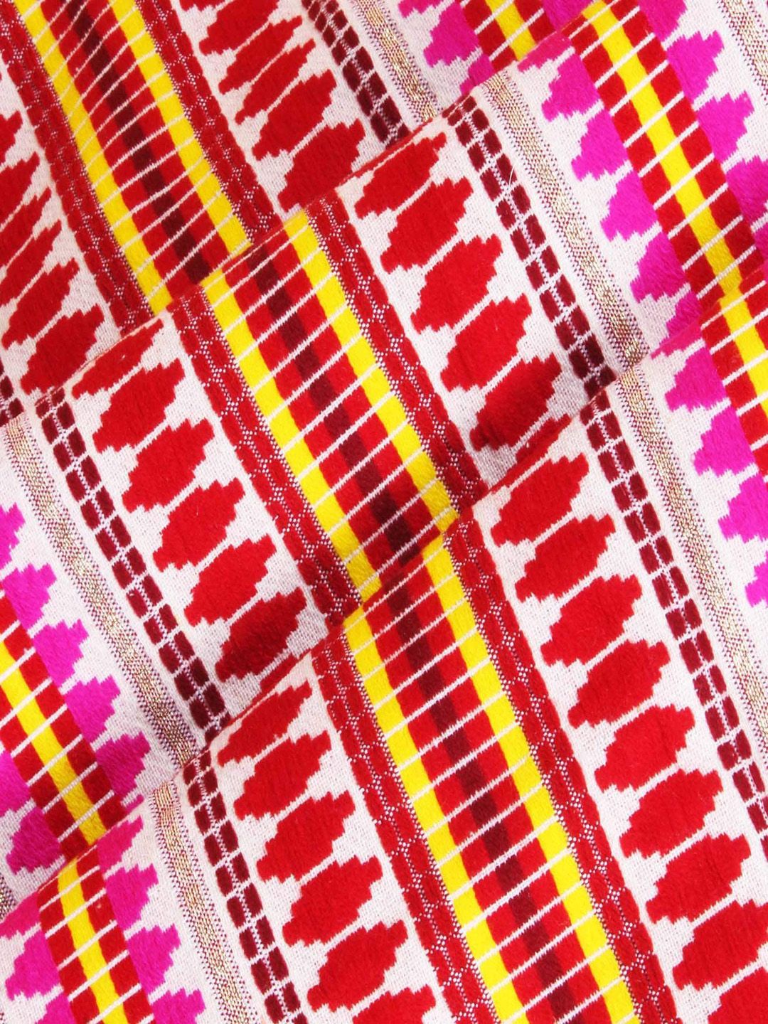 STITCHNEST Red & Pink Self Design Jacquard 2-Seater Sofa Cover