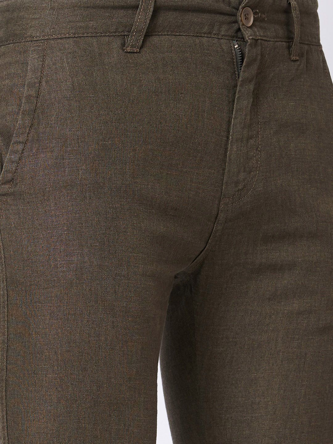 SPYKAR Men Mid Rise Linen Regular Fit Chinos Trousers