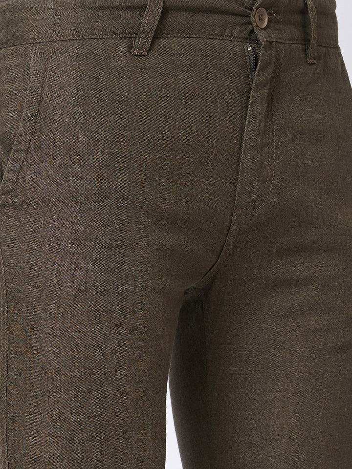 SPYKAR Men Mid Rise Linen Regular Fit Chinos Trousers