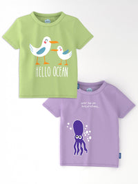 Nauti Nati Boys Pack of 2 Antimicrobial Graphic Printed Round Neck Cotton T-shirts
