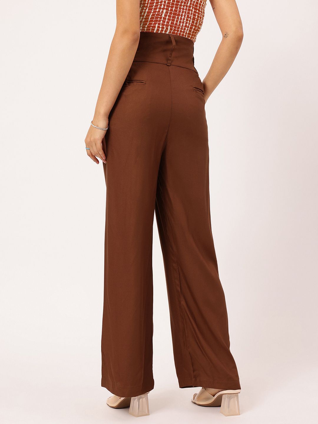 DressBerry Women Flare Flair Wide Waistband Trousers