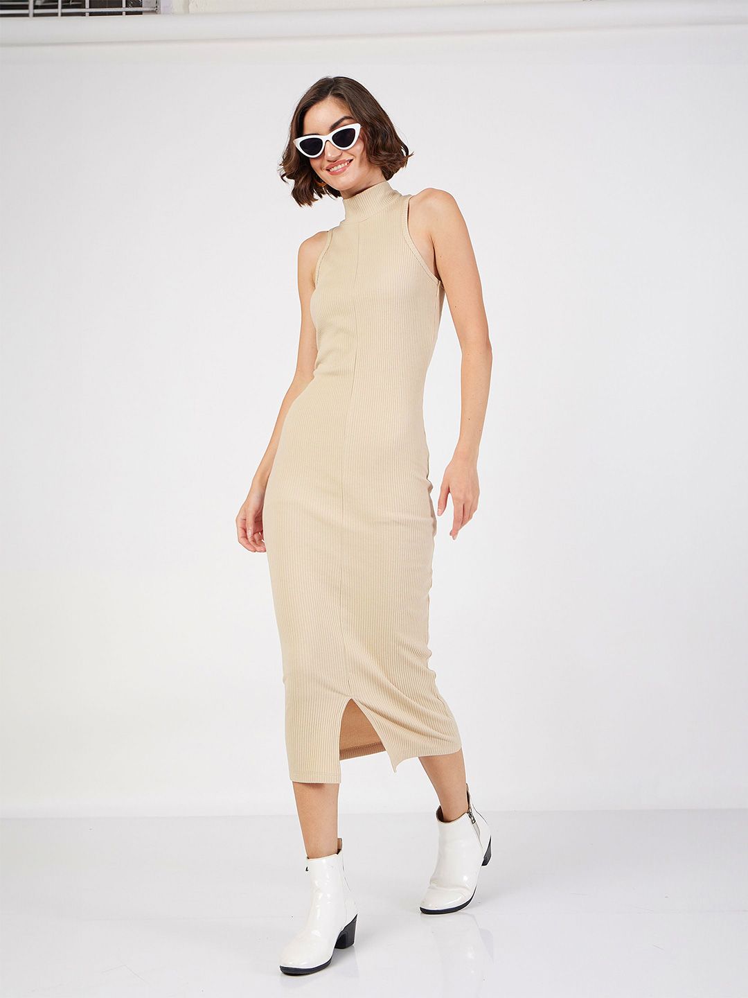 SASSAFRAS High Neck Sheath Midi Dress