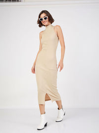 SASSAFRAS High Neck Sheath Midi Dress