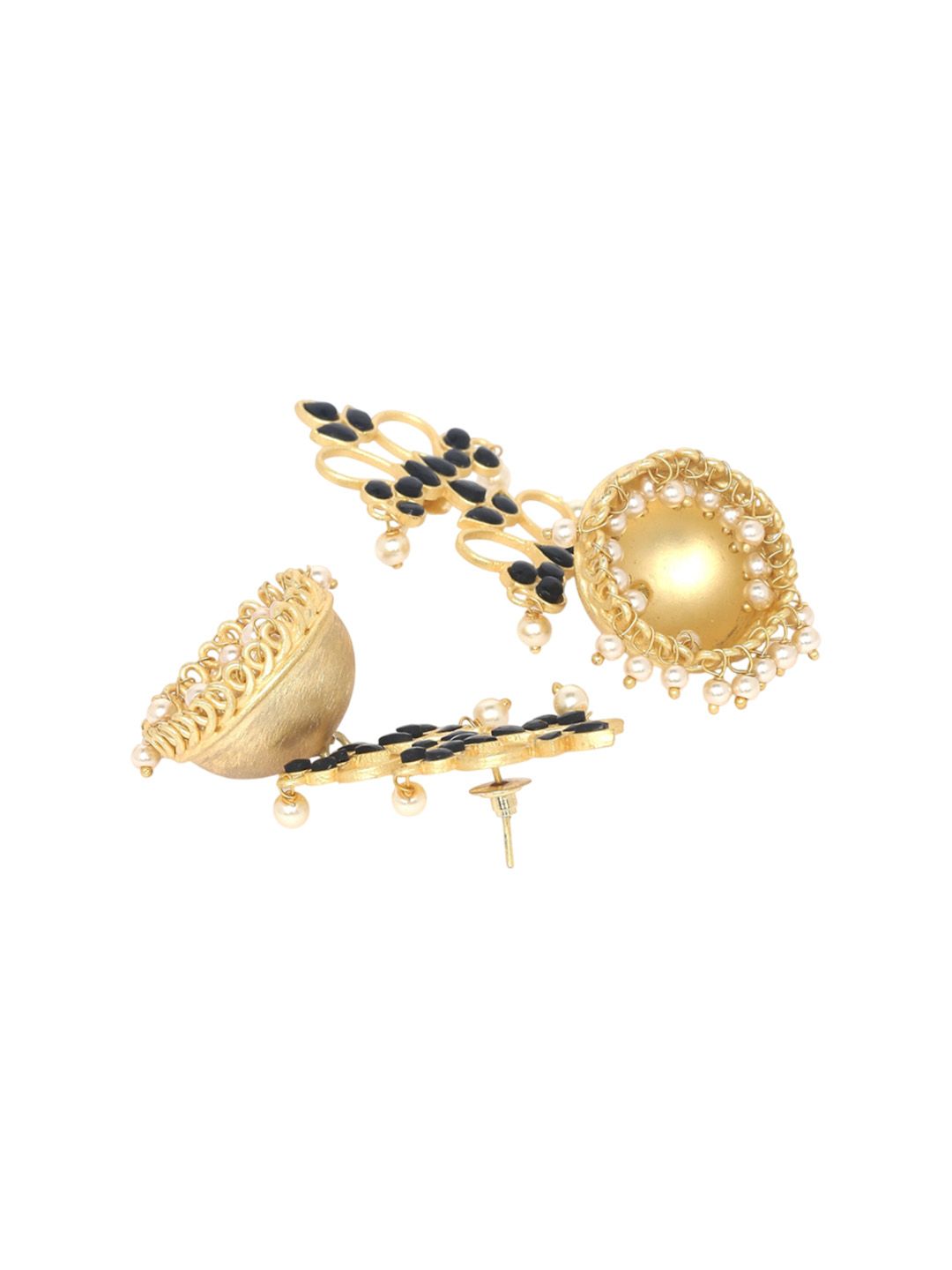 Anouk Gold Plated Cubic Zirconia Studded Dome Shaped Jhumkas