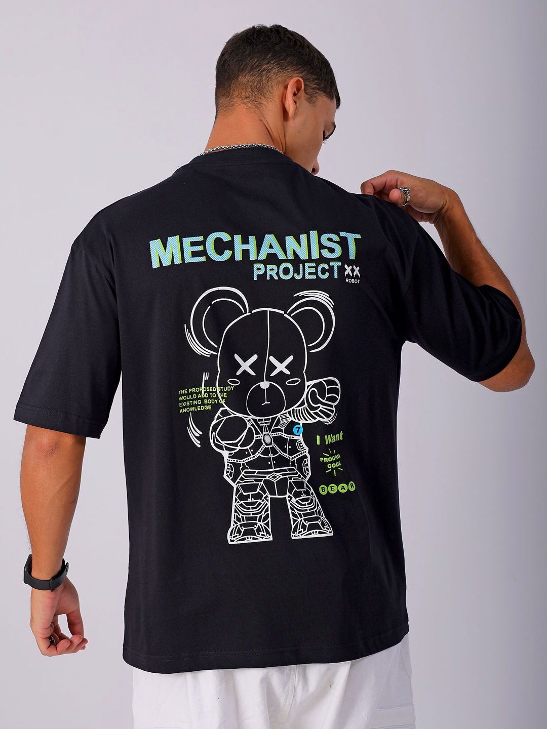 The Indian Garage Co Men Back Printed Boxy Oversized Round Neck T-shirt