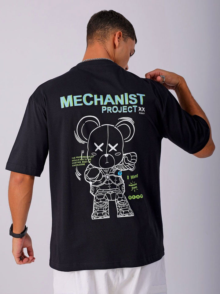 The Indian Garage Co Men Back Printed Boxy Oversized Round Neck T-shirt