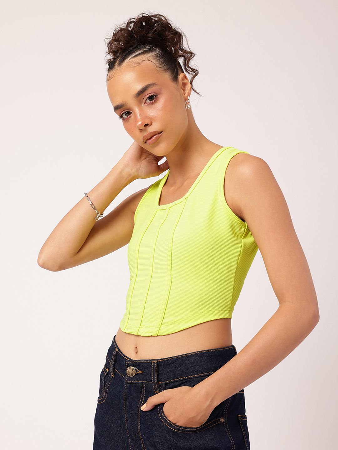 DressBerry Neon Pop Corset Style Crop Top