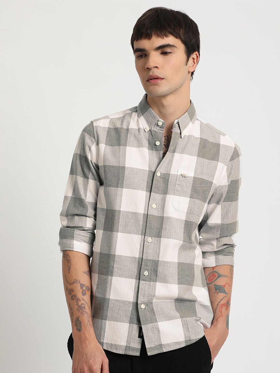 THE BEAR HOUSE Buffalo Checked Slim Fit Pure Cotton Shirt