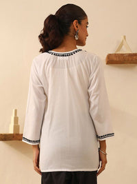 House of Chikankari Women white Cotton Chikankari Embroidered Top