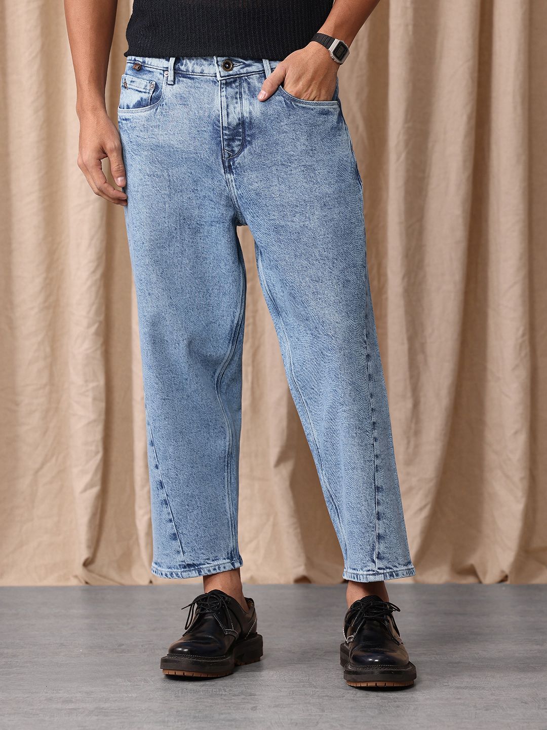 Mr Bowerbird Men Tapered Cropped Light Fade Stretchable Jeans